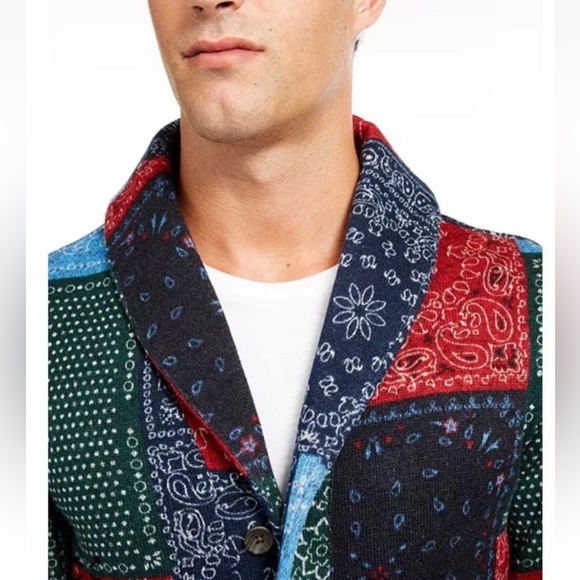 Levi's Men's Paisley Patchwork Cardigan Sweater Outerwear Jacket Sz XL - Picture 2 of 7